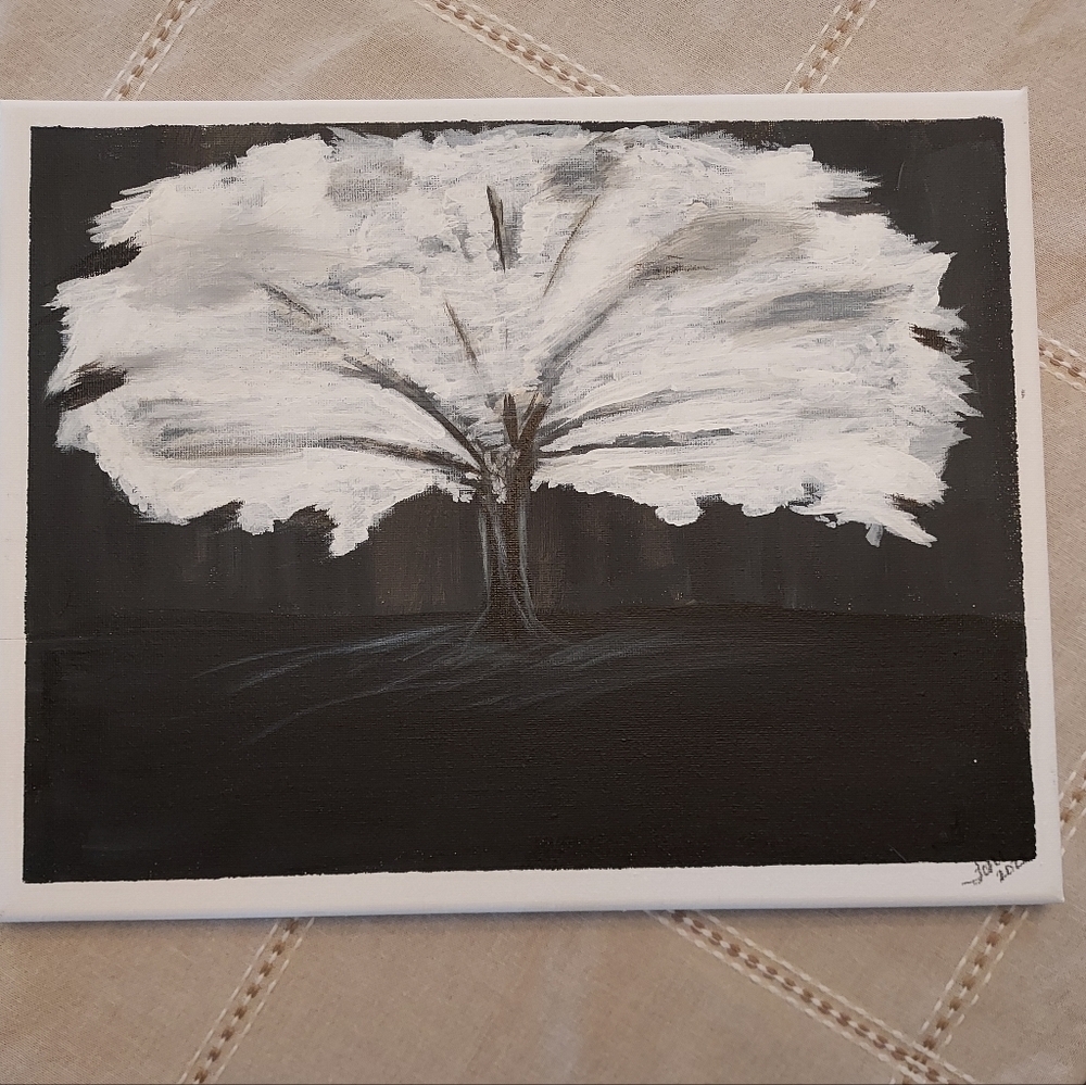 Black and White acrylic painting 11x14